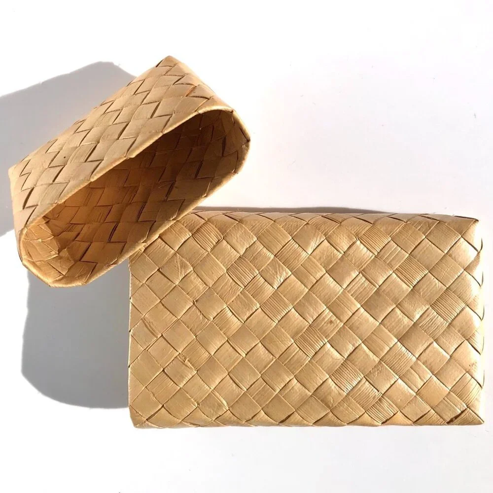 Lauhala Basket Gift Box hand woven palm leaf Hawaiian Hawaii keepsake storage